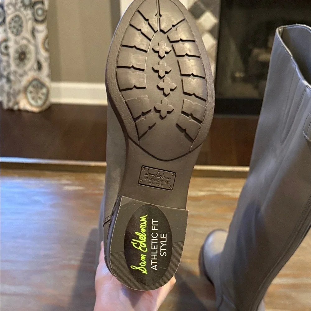 Sam Edelman Gray‎ Leather Riding Boots – Size 6W – New in Box